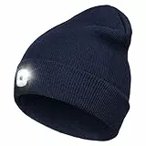 Wmcaps Cappello Unisex Illuminato Berretto 4 LED, Cappello con Luce LED Cappello Uomo Donna Invernali Berretto a 3 Livelli di luminosit LED,Rimovibile Lavabile Beanie cap (Blu Navy)