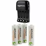 Amazon Basics - Carica batterie con 4 pile ricaricabili AA stilo