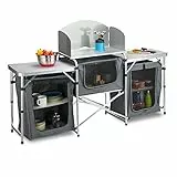 Relaxdays Cucina da Campeggio Pieghevole, Mobiletto Camping con Custodia, Struttura in Alluminio, Outdoor, Bianco/Grigio Unisex Adulto, Set da 1