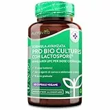 Probiotico vegano con 60 miliardi CFU - coltura vegana avanzata con 21 ceppi vivi - Batteri lattici con Lactobacillus & Bifidobacterium - Enzimi digestivi - Colture batteriche - Nutravita