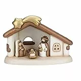 THUN - Presepe Completo Set Capanna: Sacra Famiglia - Versione Bianca - Statuine Presepe Classico - Ceramica - 37x27x26,2 cm