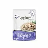 Applaws Cibo Umido Naturale per Gatti Adulti, Pollo e Fegato in Gelatina - 16 x 70g bustine