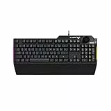 Asus TUF Gaming K1 Tastiera Gaming USB, Membrana, RGB a 5 Zone, Rollover a 19 Tasti, Manopola Volume, Resistente ai Liquidi, Barra Luminosa Laterale, Macro Programmabili, Layout Italia, Nero