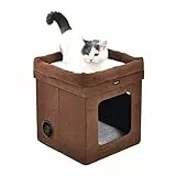 Amazon Basics - Casetta pieghevole per gatto, Marrone, 38 x 38 x 43 cm