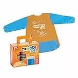 Carioca Set Pittura e Grembiule| Kit con 6 Tempere Super Lavabili per Bambini dai 24 Mesi e Grembiulino Asilo, Colori a Dita Assortiti, 80 ml x 6 Pezzi