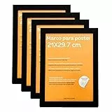Nacnic Set di 4 cornici, colore nero, dimensione A4-21x29.7cm. Ideali sia da appendere alla parete che da appoggiare su scrivanie o altri mobili.