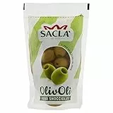 Saclà, OlivOlì, Olive Verdi Denocciolate, Ideali per Aperitivo, Insalate e per Arricchire i Tuoi Piatti, Busta, 185g (85g sgocciolato), Confezione da 24 pezzi