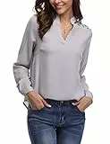Wayleb Camicia Donna Elegante Estive Camicia Maniche Lunghe Elegant e Bluse Donna Casual Scollo a V Maglia Donna Manica 3/4 Sexy Grigio#2,XXL