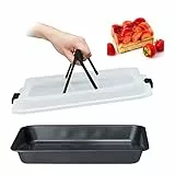 Relaxdays Teglia con Coperchio, Contenitore Rettangolare per Alimenti, con Impugnature, 3in1, LxP 40x33 cm, Nero/Grigio, Acciaio al Carbonio, 1 pz