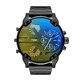 Diesel Orologio Mr. Daddy 2.0 da uomo, movimento cronografo, cassa in acciaio inossidabile nero da 57 mm con bracciale in acciaio inossidabile, DZ7460