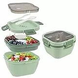 Comius Sharp 1700 ML Lunch Box Bento Box con Scomparti Divisor, Porta Pranzo Lunch Box con Posate 3 Scomparti Insalata e Snack Bento Box, per Scuola Lavoro Picnic