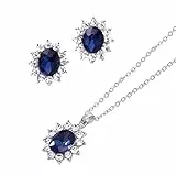 N-brand PULABO Squisito ciondolo blu zaffiro strass collana orecchini donna set di gioielli regalo comodo e pratico elegante