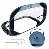 Umbro Porta da calcio pop-up, 110 x 78 x 78 cm, con borsa da viaggio, attrezzi da calcio per tutte le età, per interni ed esterni, colore: blu/nero