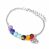 Ogquaton - Bracciale da preghiera in 7 colori, con pietre Chakra Good Luck Power Stone, lunghezza regolabile, durata degli uomini, ecologico e pratico
