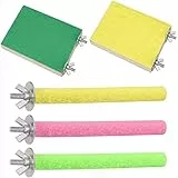 Xinzistar 5 Pezzi Posatoio per Pappagalli, Giochi per Pappagalli Trespolo per Pappagalli Accessori, Uccello Giocattolo di Masticare Limaunghie Piattaforma Pulizia della Zampa Giocattoli di Pappagallo