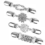 Dadabig 4PCS Spilla per Cardigan Clip per Cardigan Donna Maglione Catena Creativo Argento Spille e Fermagli Gioiello da Donna Clip Colletto Clip Spille Clip per Abiti Clip per Maglione e Cardigan