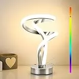 Lightess Lampada da Comodino a LED RGB, Touch Dimmerabile Lampada da tavolo da 12W 3000K Design Moderno a Spirale a 7 Colori, Perfetto per Camera da Letto, Soggiorno, Ambiente, Regalo,Feste