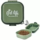 Ciotole Portatili per Acqua e Cibo, Ciotole Pieghevoli per Cani, Ciotola Doppia con Coperchio e Moschettone, Adatta per le Passeggiate di Cani e Gatti, per i Viaggi o per la Casa (Verde)