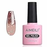 AIMEILI Smalto Semipermanente per Unghie in Gel Soak Off UV LED Smalti Gel per Unghie che Cambia Colore con la Temperatura - Chocolate Spark (TC05) 10ml