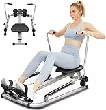 Profun Vogatore Pieghevole per Casa, 12 livelli di resistenza, LCD Display, Remo Idraulico, Piedini Antiscivolo, Sedile Comodo, MAX: 220Ibs