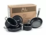 Pentole Agnelli ALSASETALBLACK2 All Black Set per 2 Persone, 3 mm, 5 Pezzi