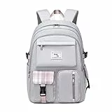 FANDARE Zaino Casual Zainetti Ragazza Zaini Scuola Cartella Ragazzo Borsa da scuola Zainetto Borse a Zaino Zainetti Scuola All'aperto per Studenti Viaggio Daypacks Impermeabile Poliestere Grigio A