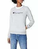Champion Classic Logo Crewneck Sweatshirt, Felpa Donna, Grigio (Chiaro), S