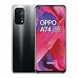 OPPO A74 5G - 6 GB di RAM e 128 GB +Smartphone con memoria estensibile senza SIM (schermo da 6,5', batteria da 5000 mAh, fotocamera quadrupla 48 MP, frequenza di aggiornamento 90Hz) - nero fluido