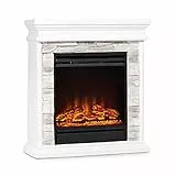 Klarstein Nevis Peak - Caminetto Elettrico con Potenza di Riscaldamento di 1800 W, Camino Finto con Timer, Temperatura: da 10 a 30 °C, Effetto Fiamma LED, Telecomando Incluso