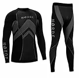 Norde, Biancheria intima termica da uomo, traspirante, per attività all’aria aperta, ciclismo, corsa, nero/grigio, L
