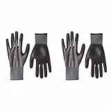 Amazon Basics Guanti da lavoro con rivestimento in poliuretano, con fodera in poliestere, touchscreen, taglia XL Confezione da 48, 12 paia, Grigio