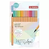 STABILO Penna feltro punta fine punto 88 – Astuccio in cartone x 15 penne pennarelli pastello, edizione Pastellove