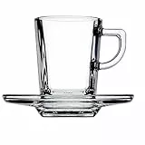 Pasabahce Carre 6 Tazzine caffè con Piatto Carrè Preparazione Colazione Arredo Tavola, Set da 12 Pezzi, 6 unità