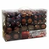 Regali di Natale Set di 100 palline di Natale - Decorazione - Infrangibile - Per interni ed esterni - Plastica - Ø3/4/6 cm - Opaca, lucida, glitterata e aperta - Marrone