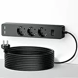 Ciabatta con Montaggio a Muro, Non Sono Necessarie Viti NTONPOWER Multipresa USB, 3 Presa Schuko con 2 Porte USB e Salvafulmine, 5 Metro Prolunga Elettrica- Nero