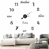 Orologio da Parete Moderno Adesivo con Diametro Regolabile fino a 100cm – Orologio da Muro Grande Silenzioso e Facile da Montare – Design Esclusivo Ideale per Casa Soggiorno Camera Ufficio (Nero)