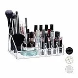 Relaxdays Contenitore Porta-Trucchi In Acrilico, Make-Up Organizer Con 16 Scomparti Per Cosmetici, Rossetti, Trasparente, 8 x 22 x 12,5 cm ca, 10024644_50