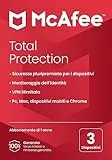 McAfee Total Protection 2023 | 3 dispositivi | Software antivirus per la sicurezza in Internet | VPN Illimitata | Abbonamento di 1 anno | Scheda codice prodotto
