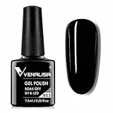 Venalisa Smalto in gel per unghie, Pure Black, per lampada UV LED, saloni di nail art, uso domestico, ideale anche per principianti