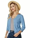 GRACE KARIN Cardigan a Magline Donna Elegante con Scollo a V a Manica Lunga Tinta Unita Azzurro XXL