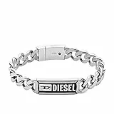 Diesel Bracciale Da Uomo In Acciaio, L 18,5 Cm Bracciale In Acciaio Inossidabile In Argento, DX1243040