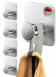 4smile porta asciugamani senza foratura - 5 pezzi appendi porta asciugamani con cuscinetti adesivi 3M - Ganci adesivi acciaio inox accappatoio bagno