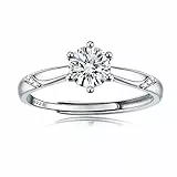 KALVICA Anelli Donna Argento 925 Solitario con Zirconia Cubica Anello Fedine Fidanzamento Regolabili Anniversario Matrimonio Promessa Sposa Bande Anelli Gioielli