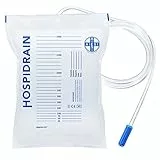 AIESI® Sacche per urina da letto 2 litri con tubo 120 cm senza rubinetto di scarico HOSPIDRAIN (Confezione da 50 pezzi)