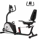 ISE Cyclette Orizzontale Magnetico 2 in 1, Cyclette Reclinata con Freno Magnetico, 8 Livelli di Resistenza＆ Display LCD, Sensori di Pulsazioni, Sedile Regolabile, ISE Esercizio Velo SY-6826