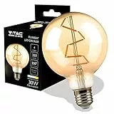 V-TAC Lampadina LED Filamento Ambrata G95 con Attacco E27-4W (Equivalenti a 30W) - 350 Lumen - Lampadine Vintage Retrò - Massima Efficienza e Risparmio Energetico - 2200K Bianca Calda