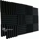 Xinglong 30,5 x 30,5 x 5,1 cm, confezione da 24 mattonelle da parete in schiuma per studio acustico, colore: nero