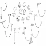 Diamday 18Pcs Ear Cuff Clips per Donne Orecchini Catena Clips de Oreja Helix Cartilagine Clip On Wrap Orecchini Regolabile Pendientes Non Piercing Ear Cuff Orecchini Set Gioielli di Moda Argento