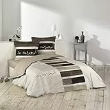 Douceur D'Intérieur So Natural - Set con copripiumino e 2 federe, cotone, stampa, 240 X 220 cm
