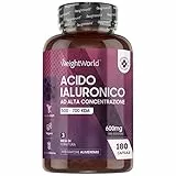 Acido Ialuronico Integratore Alto Dosaggio 600mg - 500-700 kDa - 180 Acido Ialuronico Capsule Vegan (3 Mesi) - Acido Ialuronico Puro da Sodio Ialuronato - Acido Ialuronico in Capsule Senza Glutine